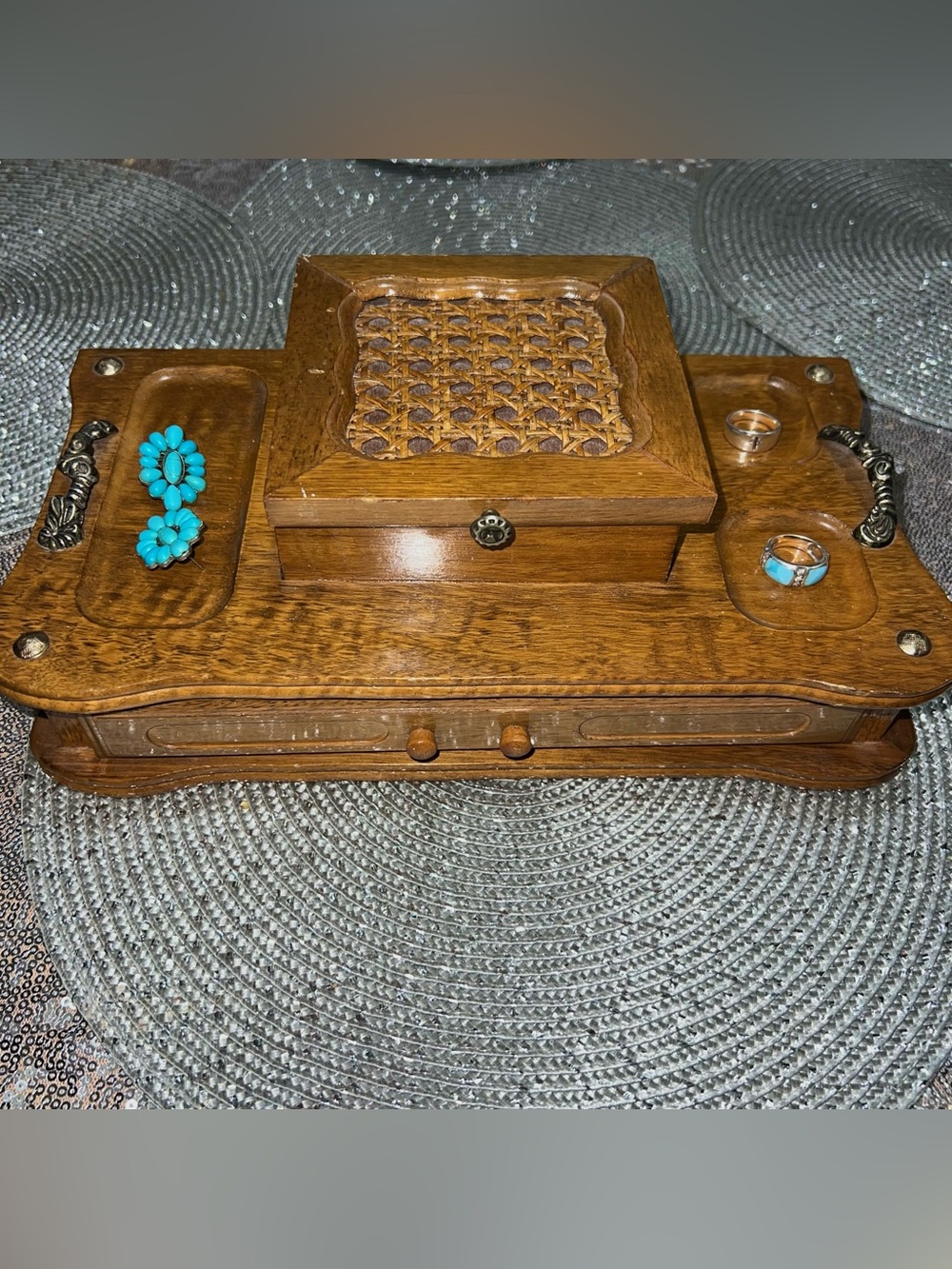 Vintage Wooden Whimsy Jewelry Box